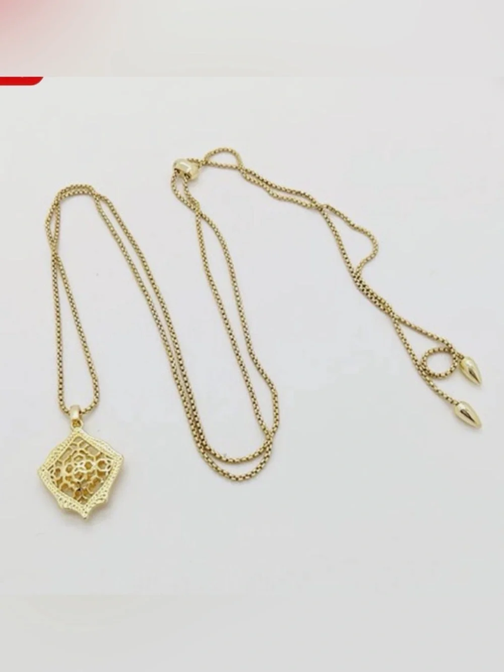 Kendra Scott Gold Filigree Drop Pendant Necklace NWBix - Picture 1 of 2